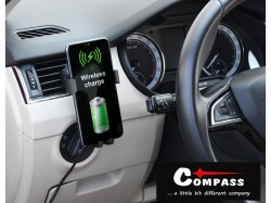 (obrázek pro) Držák telefonu LUKE-V bezdrátové nabíjení 10W silver COMPASS