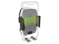 (obrázek pro) Držák telefonu LUKE-X bezdrátové nabíjení 10W silver COMPASS
