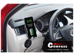 (obrázek pro) Držák telefonu LUKE-X bezdrátové nabíjení 10W silver COMPASS