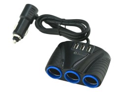 (obrázek pro) Roztrojka automobilového zapalovače 12/24V a 3x USB konektor COMPASS