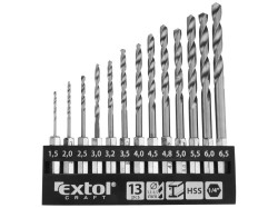 (obrázek pro) Vrtáky do kovu se šestihrannou stopkou, sada 13ks EXTOL CRAFT