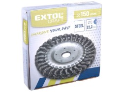 (obrázek pro) Kartáč radiální copánkový, O 150mm, vlnitý drát S 0,5mm, otvor 22,2mm, EXTOL CRAFT