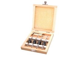 (obrázek pro) Vrtáky s dorazem a zahlubovacím kroužkem, sada 4ks, Ø 3-4-5-6mm, délka 76-94mm, do dřeva, v dřevěné kazetě, EXTOL CRAFT