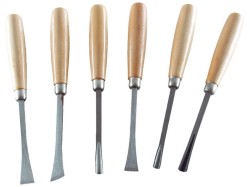 (obrázek pro) Dláta řezbářská s dřevěnou rukojetí, sada 6ks, délka dlát 170mm, EXTOL CRAFT