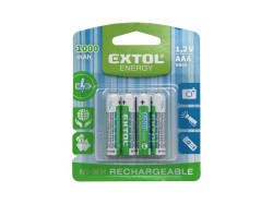 (obrázek pro) Baterie nabíjecí, 4ks, AAA (HR03), 1,2V, 1000mAh, NiMh EXTOL ENERGY