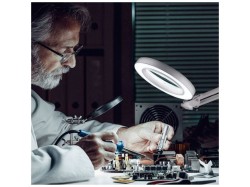 (obrázek pro) Lampa stolní s lupou, bílá, USB napájení, 2400lm, 3 barvy světla, 5x zvětšení EXTOL LIGHT