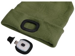 (obrázek pro) Čepice s čelovkou, nabíjecí, USB, zelená, univerzální velikost EXTOL LIGHT