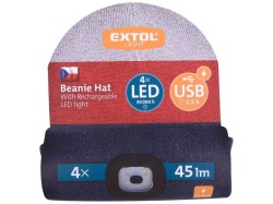 (obrázek pro) Čepice s čelovkou 45lm, nabíjecí, USB, bílá/červená/modrá, univerzální velikost EXTOL LIGHT