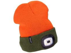 (obrázek pro) Čepice s čelovkou 4 x 45 lm USB nabíjení fluorescentní oranžová/khaki oboustranná EXTOL LIGHT