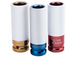 (obrázek pro) Klíče nástrčné rázové, sada 3ks, 1/2“, 17-19-21mm, CrMoV, FORTUM