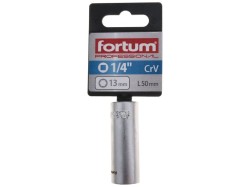 (obrázek pro) Klíč nástrčný prodloužený, 1/4', 13mm, L 50mm, 61CrV5, FORTUM