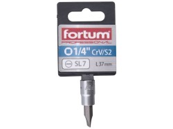 (obrázek pro) Klíč zástrčný šroubovák plochý, 1/4', 7,0mm, L 37mm, CrV/S2, FORTUM