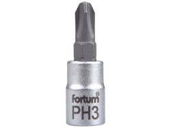 (obrázek pro) Klíč zástrčný šroubovák PH, 1/4', PH3, L 37mm, CrV/S2, FORTUM