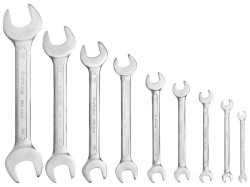 (obrázek pro) Klíče ploché, sada 9ks, 6x7, 8x9, 10x11, 12x13, 14x17, 18x19, 20x22, 24x27, 30x32mm, 61CrV5, FORTUM