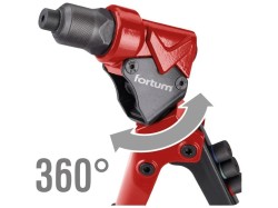(obrázek pro) Kleště nýtovací s otočnou hlavou COMBO, pro nýt. matice M3-M6 a trhací nýty 2.4-4.8mm FORTUM
