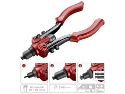 (obrázek pro) Kleště nýtovací pákové COMBO, M3-M10, 2.4-6.4mm FORTUM