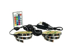 (obrázek pro) USB LED pásek 30LED RGB 2×50 cm, dálkové ovládání RETLUX RLS 102
