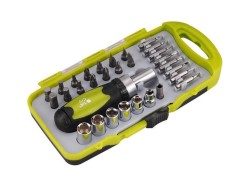 (obrázek pro) Šroubovák ráčnový s ořechy a hroty, sada 30ks, EXTOL CRAFT (53091)