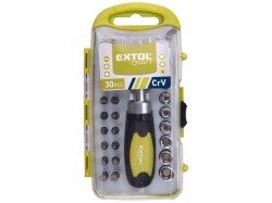 (obrázek pro) Šroubovák ráčnový s ořechy a hroty, sada 30ks, EXTOL CRAFT (53091)