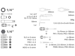 (obrázek pro) Sada nářadí 57ks, CrV, 1/4″ EXTOL CRAFT