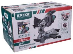 (obrázek pro) Pila pokosová 185mm aku s laserem SHARE20V, BRUSHLESS, 20V Li-ion, bez baterie a nabíječky EXTOL INDUSTRIAL
