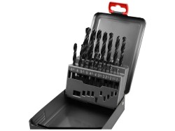 (obrázek pro) Vrtáky do kovu v kovové krabičce, sada 19ks, 1-10mm, po 0,5mm, HSS, EXTOL PREMIUM