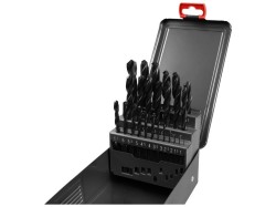 (obrázek pro) Vrtáky do kovu v kovové krabičce, sada 25ks, 1-13mm, po 0,5mm, HSS, EXTOL PREMIUM
