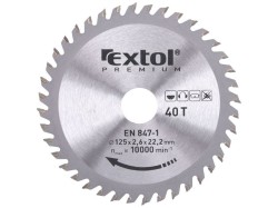 (obrázek pro) Kotouč pilový s SK plátky, 125x1,3x22,2mm, 40T, šířka SK plátků 2,6mm, EXTOL PREMIUM