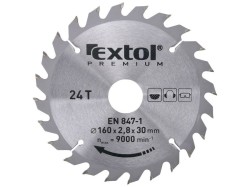 (obrázek pro) Kotouč pilový s SK plátky, 160x2,0x30mm, 24T, šířka SK plátků 2,8mm, EXTOL PREMIUM