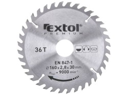 (obrázek pro) Kotouč pilový s SK plátky, 160x2,0x30mm, 36T, šířka SK plátků 2,8mm, EXTOL PREMIUM