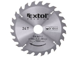 (obrázek pro) Kotouč pilový s SK plátky, 184x2,2x30mm, 24T, šířka SK plátků 3,2mm, EXTOL PREMIUM