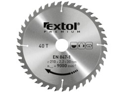 (obrázek pro) Kotouč pilový s SK plátky, 210x2,2x30mm, 40T, šířka SK plátků 3,2mm, EXTOL PREMIUM