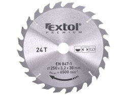 (obrázek pro) Kotouč pilový s SK plátky, 250x2,2x30mm, 24T, šířka SK plátků 3,2mm, EXTOL PREMIUM