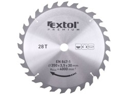 (obrázek pro) Kotouč pilový s SK plátky, 350x2,5x30mm, 28T, šířka SK plátků 3,5mm, EXTOL PREMIUM