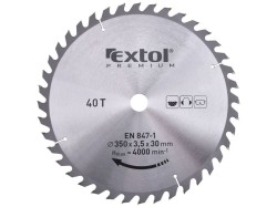 (obrázek pro) Kotouč pilový s SK plátky, 350x2,5x30mm, 40T, šířka SK plátků 3,5mm, EXTOL PREMIUM