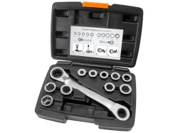 (obrázek pro) Klíč ráčnový tvarovaný a vložky, sada 11ks, 8-19mm, CrV EXTOL PREMIUM