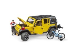 (obrázek pro) Jeep Wrangler Rubicon Unlimited s cyklistou a horským kolem BRUDER