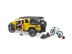 (obrázek pro) Jeep Wrangler Rubicon Unlimited s cyklistou a horským kolem BRUDER