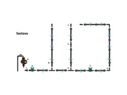 (obrázek pro) Zavlažovací sada, kapací hadice Water Flow Drip ø16mm 100m, 182ks příslušenství BRADAS