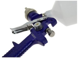 (obrázek pro) Stříkací pistole HVLP s manometrem, nádobkou 0,6l, tryskou 1,4mm a odlučovačem vody GEKO