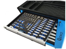 (obrázek pro) Dílenská pojízdná skříňka 7 zásuvek s vybavením 243 ks GEKO