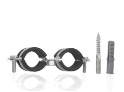(obrázek pro) Objímka na trubky, dvojitá, 3/4″ 26-30mm, s gumovou vložkou, dva šrouby GEKO