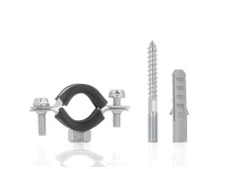 (obrázek pro) Objímka na trubky 1/2″ 20-25mm, s gumovou vložkou, dva šrouby GEKO