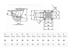 (obrázek pro) Náhradní otočné kolečko TPR/polypropylen 50mm GEKO