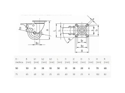 (obrázek pro) Náhradní otočné kolečko s brzdou TPR/polypropylen 50mm GEKO