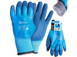 (obrázek pro) Voděodolné, zimní pracovní rukavice, bavlna - latex, velikost 8 - GEKO