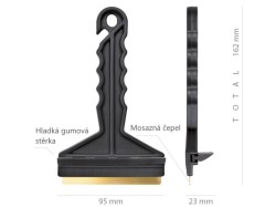 (obrázek pro) Škrabka na led FROST, mosazná čepel, gumová stěrka, zelená