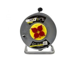 (obrázek pro) Prodlužovací kabel na bubnu 4 zásuvky 25m 3x2,5mm, kovový KELTIN