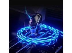 (obrázek pro) Magnetický nabíjecí USB kabel s LED podsvícením, 3v1, 1m, modrý KAXL