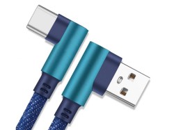 (obrázek pro) Nabíjecí kabel úhlový USB-A, USB-C, 1m, modrý